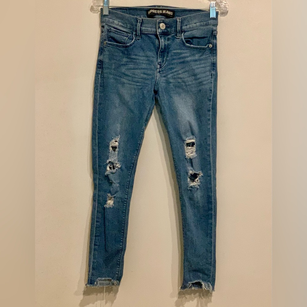 Express distressed ankle leggings